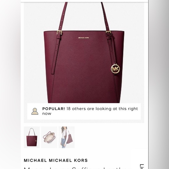 MK Megan Large Saffiano Leather Tote.
Don’t use large purses anymore. Burgundy - Picture 4 of 5